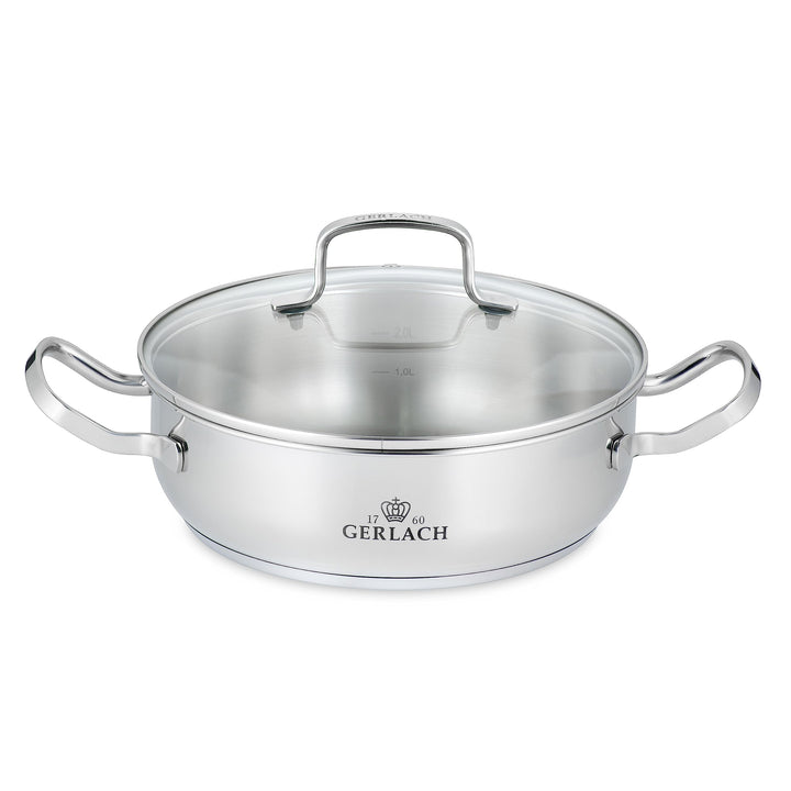Gerlach Simple Topf 2L aus Edelstahl Kochtopf Klein mit Deckel Durchmesser 24 cm Töpfe Kochtöpfe mit