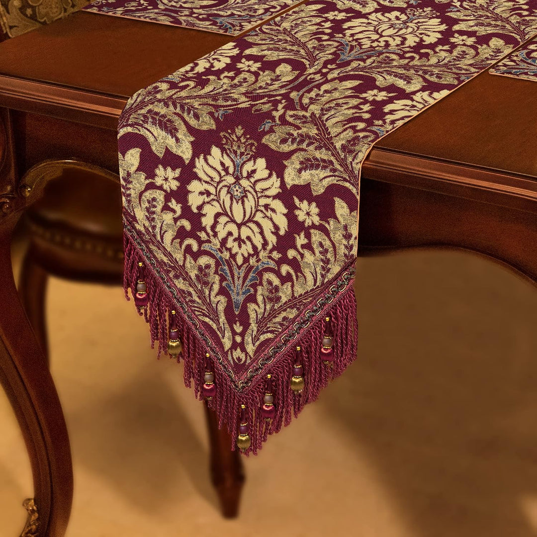 TOPLUXE Tischläufer mit Quasten, Jacquard Tischdecke für Esstisch Urlaub Party Wohnzimmer Dekoration