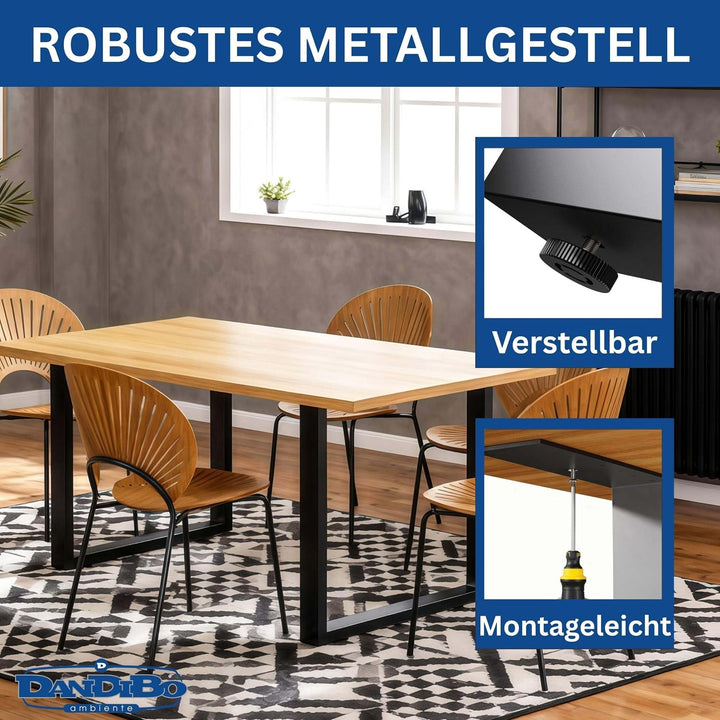 DanDiBo 2X Tischbeine Metall Schwarz 72 x 70 cm Tischgestell Höhenverstellbar 96661 Tischfüsse Möbel