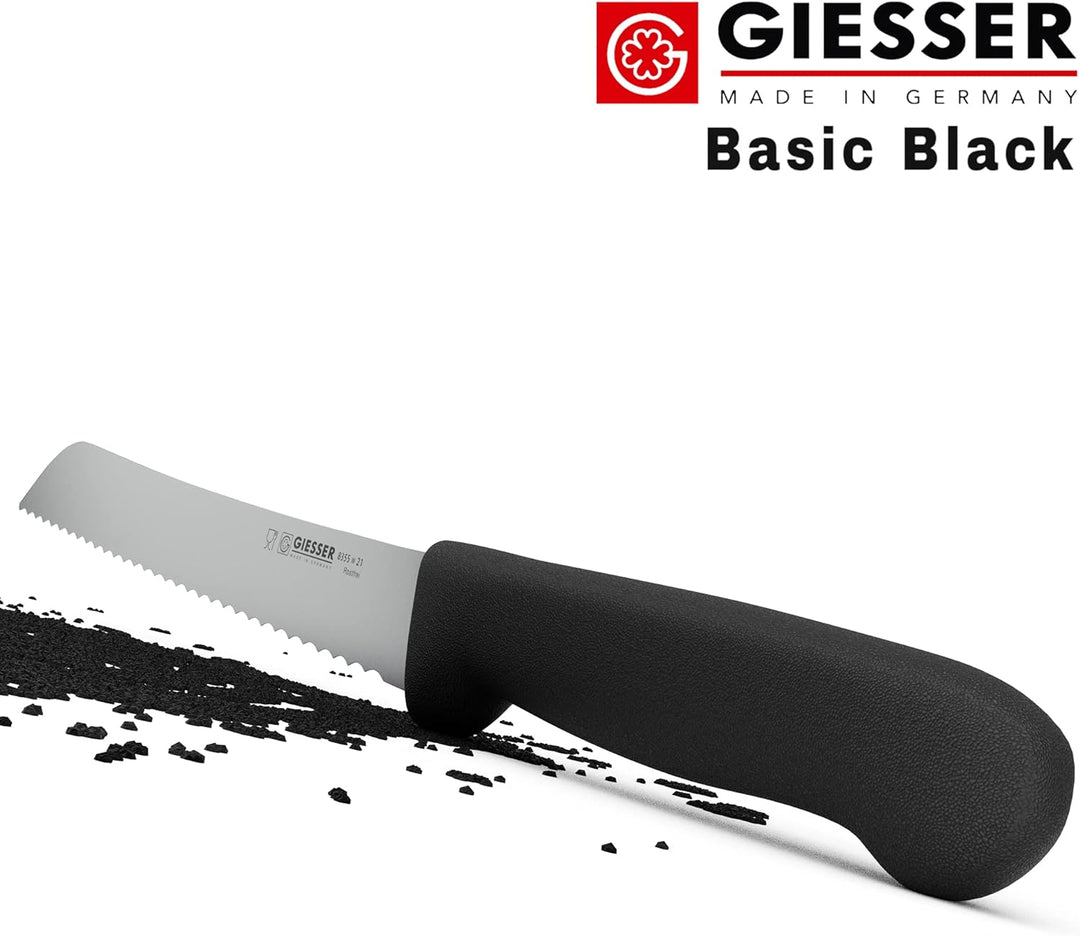 Giesser seit 1776 - Made in Germany - Brotmesser schwarz, Basic Black, Klinge 21 cm, Wellenschliff,