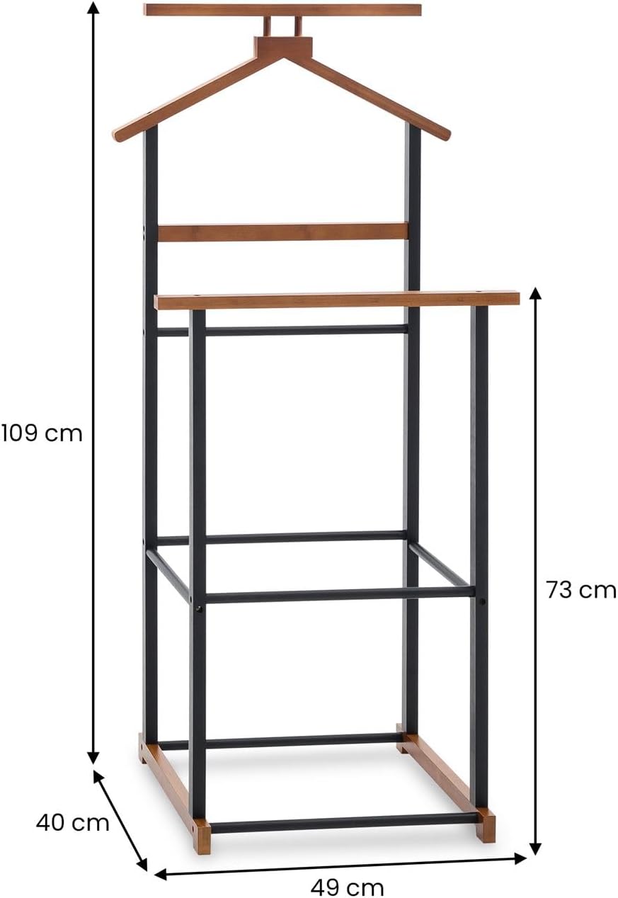 IDIMEX Herrendiener Kanna Vintage/schwarz - Kleiderbügel, Kleiderbutler mit Hosenablage aus Bambus,