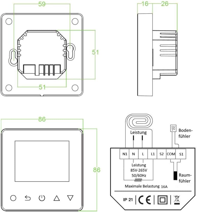 WLAN-Thermostat ThermoLife ET81W mit Farbdisplay - Schwarz - Digitales Raumthermostat programmierbar