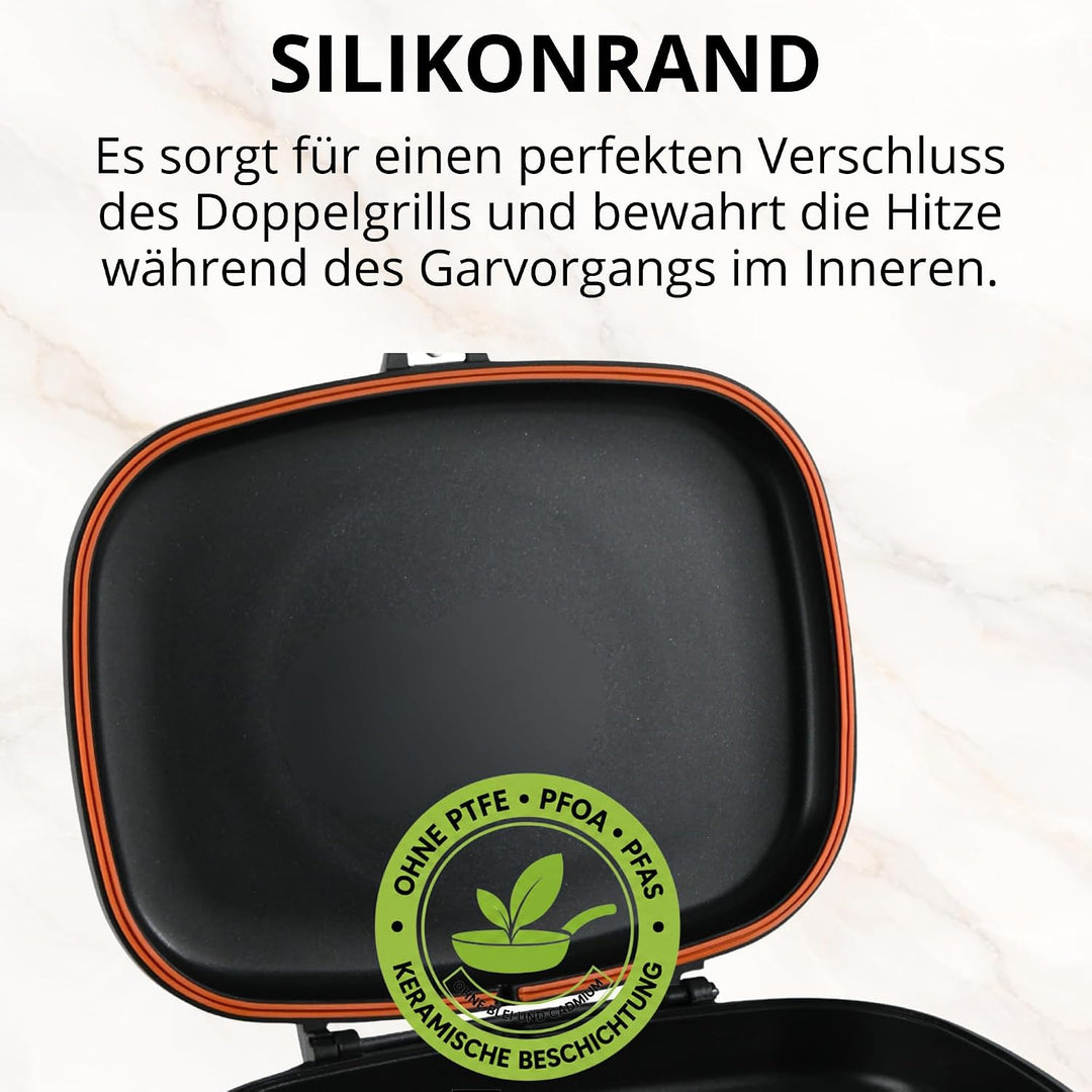 Stone&amp;Stone Doppelseitige Grillpfannen 32 cm, steinbeschichtete Antihaftpfannen Deutsche Qualität Gr