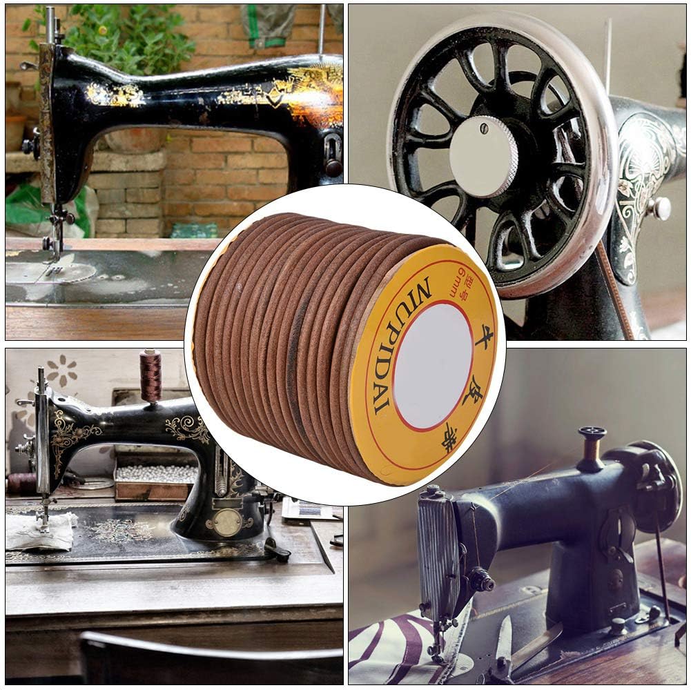 Nähmaschinen Gürtel 20m Ø 6mm Runde Nähmaschine Riemen mit Eimer, Universelle Rindsleder Lederschnur