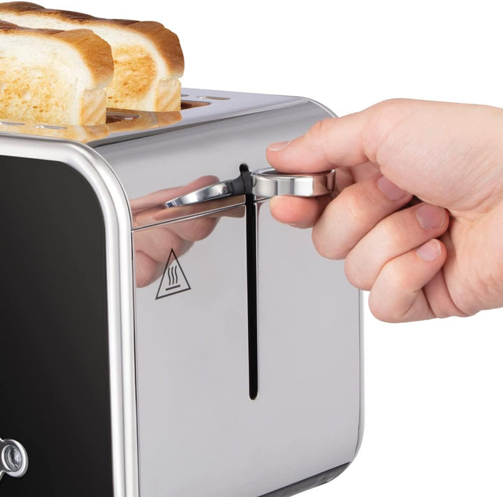 Russell Hobbs Toaster [für 2 Scheiben] Distinctions Edelstahl Schwarz (extra breite Toastschlitze, i