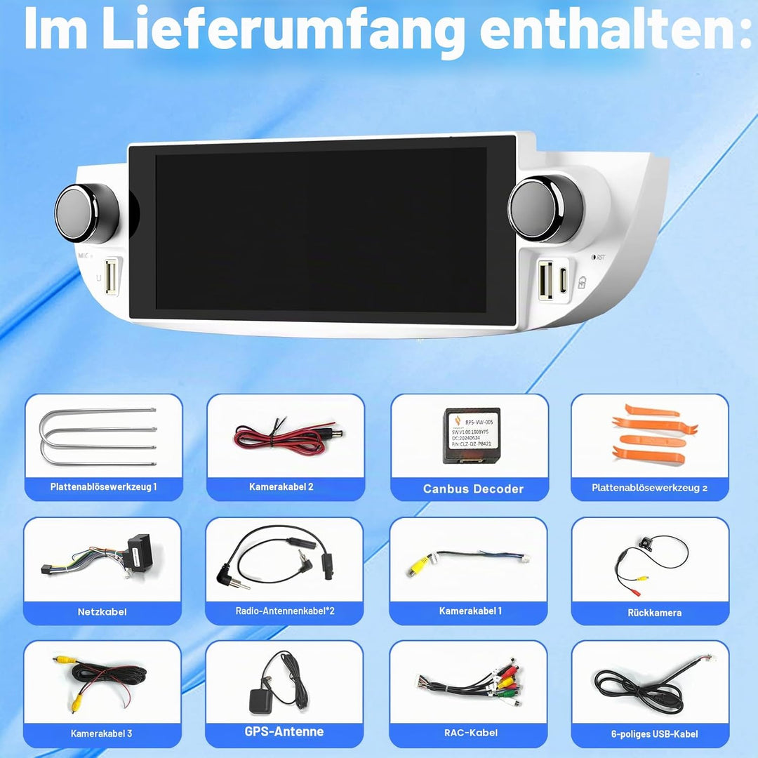 Autoradio für FIAT 500 2007-2015 mit Android Auto und CarPlay Wireless, RDS Car Radio Android 13 Ste