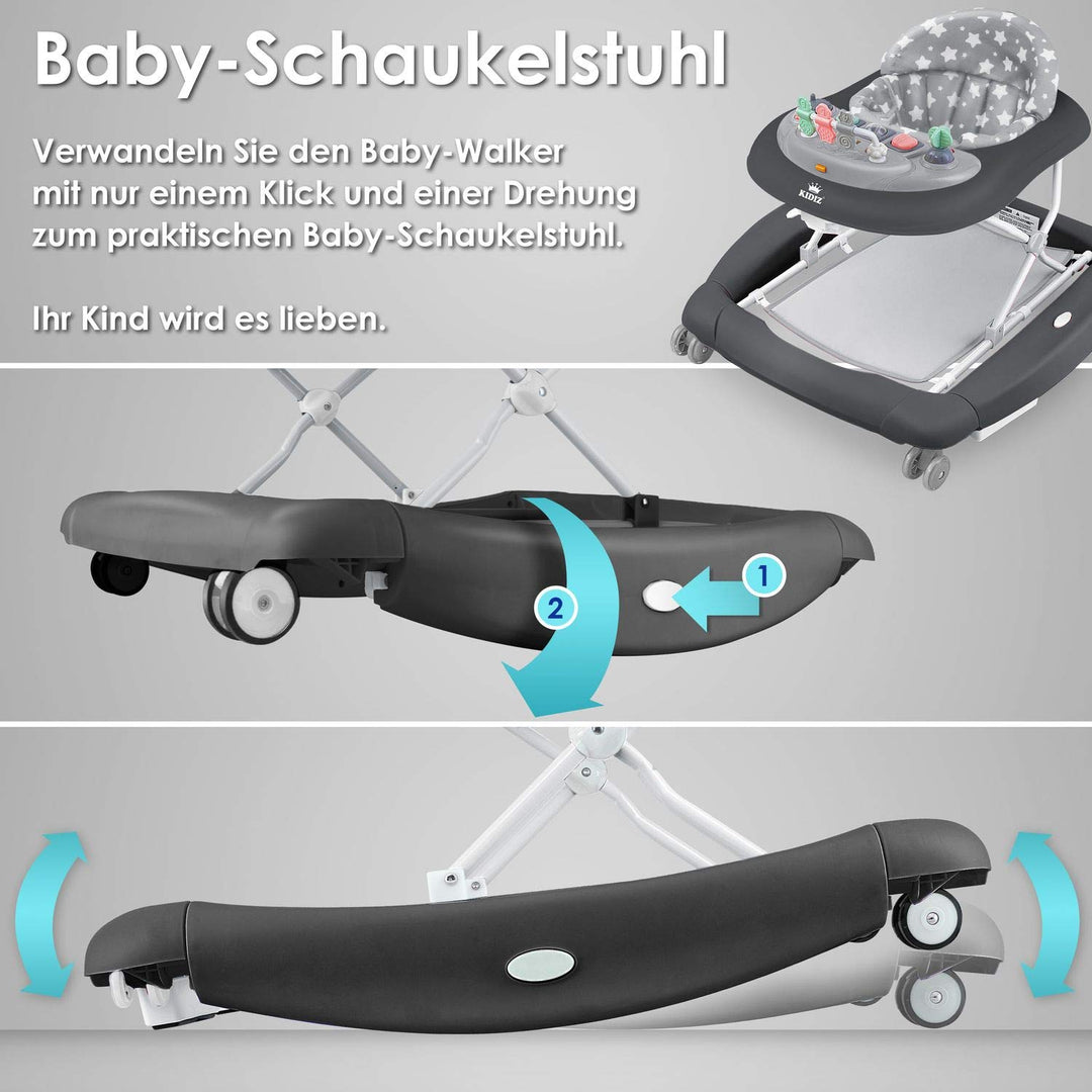 KIDIZ® 4in1 Lauflernhilfe Babywalker Spiel- und Lauflernwagen Gehfrei Schaukelfunktion Babywippe mit