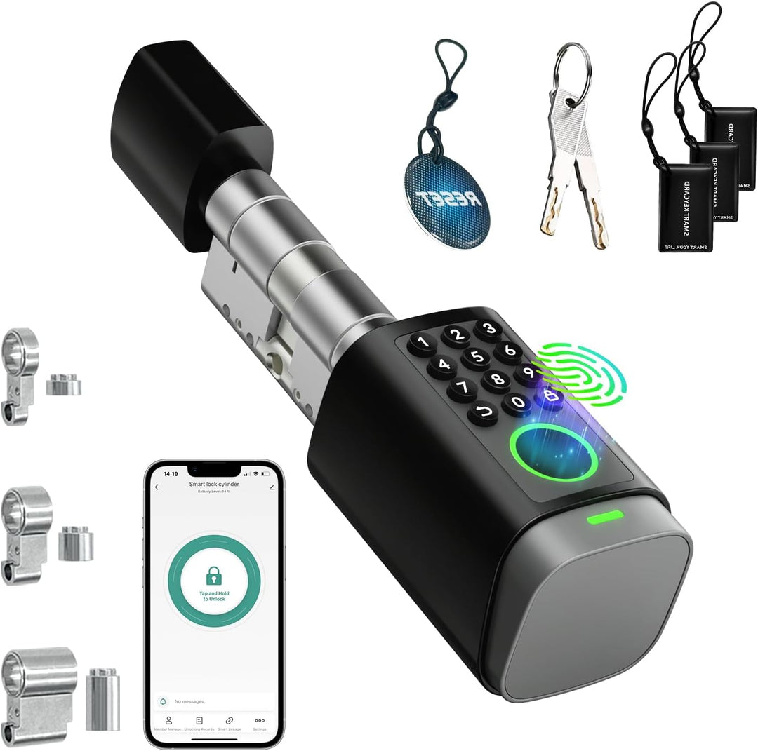 AVATTO Smart Türschloss mit Fingerabdruck und Passwort für 60-90mm Tür, Schliesszilinder Länge ist e