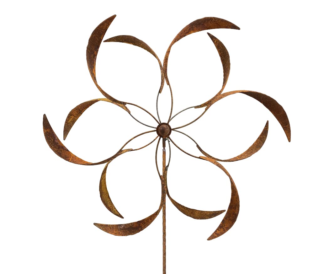 Grosses Metall Windrad 'Blume XXL' - massives Windspiel Windmühle für den Garten - wetterfest und st