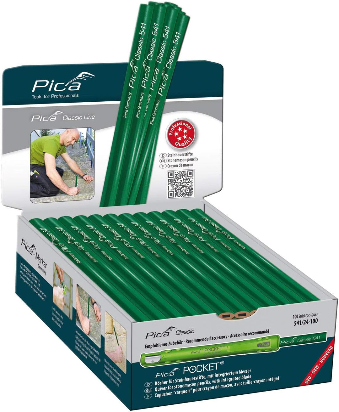 PICA-541/30-10-Lápiz 30cm-Ovalado cj.10-c/colg. 30 cm lang, 30 cm lang