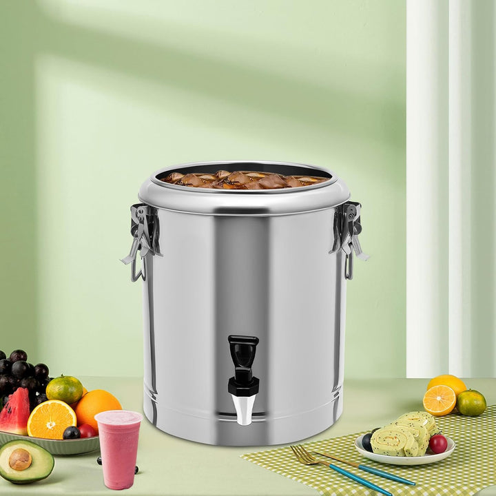 Edelstahl Thermobehälter 14L mit Hahn Isolierbehälter Gastro Glühwein | 14L Edelstahl Thermobehälter
