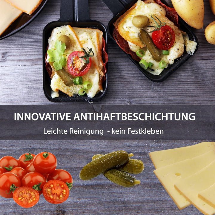 Syntrox Germany Raclette mit Glas-Keramik Grillplatte Design Glas für 8 Personen RAC-1000W-Wallis