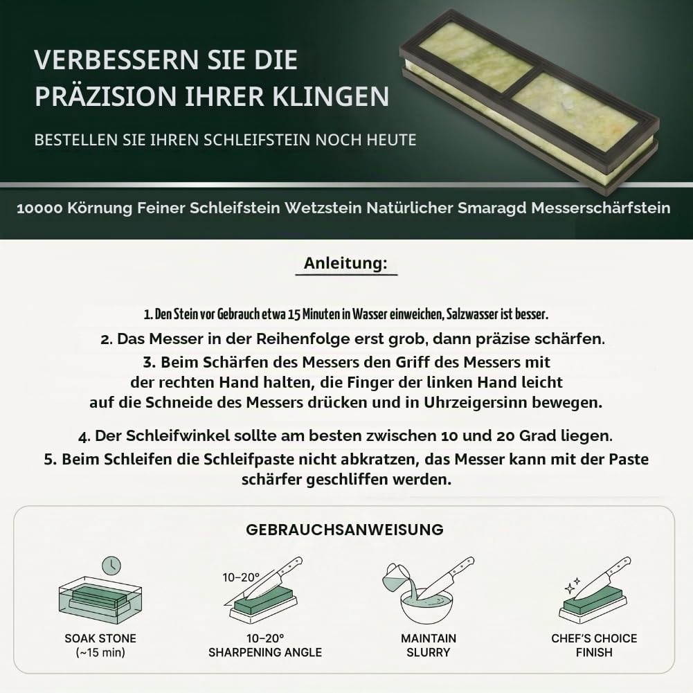 Schleifstein Abziehstein Küchenmesserschärfer für Messer, ein Geschenk oder ein Sammlerstück, Körnun