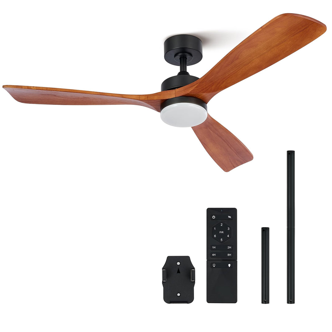 VONLUCE Deckenventilator mit Fernbedienung 52 Zoll Holz Ventilator LED-Leuchte Sommer&Winter-Betrieb