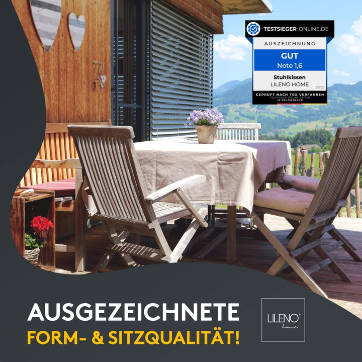 LILENO HOME 6er Set Stuhlkissen 09 Braun (40x40x6 cm) - Sitzkissen für Garten, Küche oder Esszimmer