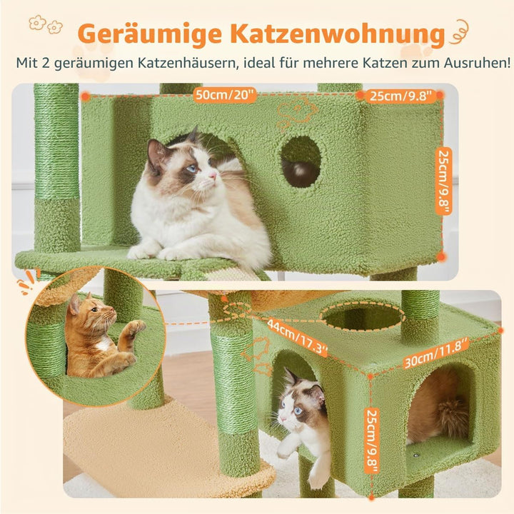Taoqimiao 180CM Kratzbaum Gross, Katzenbaum Katzen Kratzbaum Grosse Katzen Stabil mit 2 Katzenhaus,