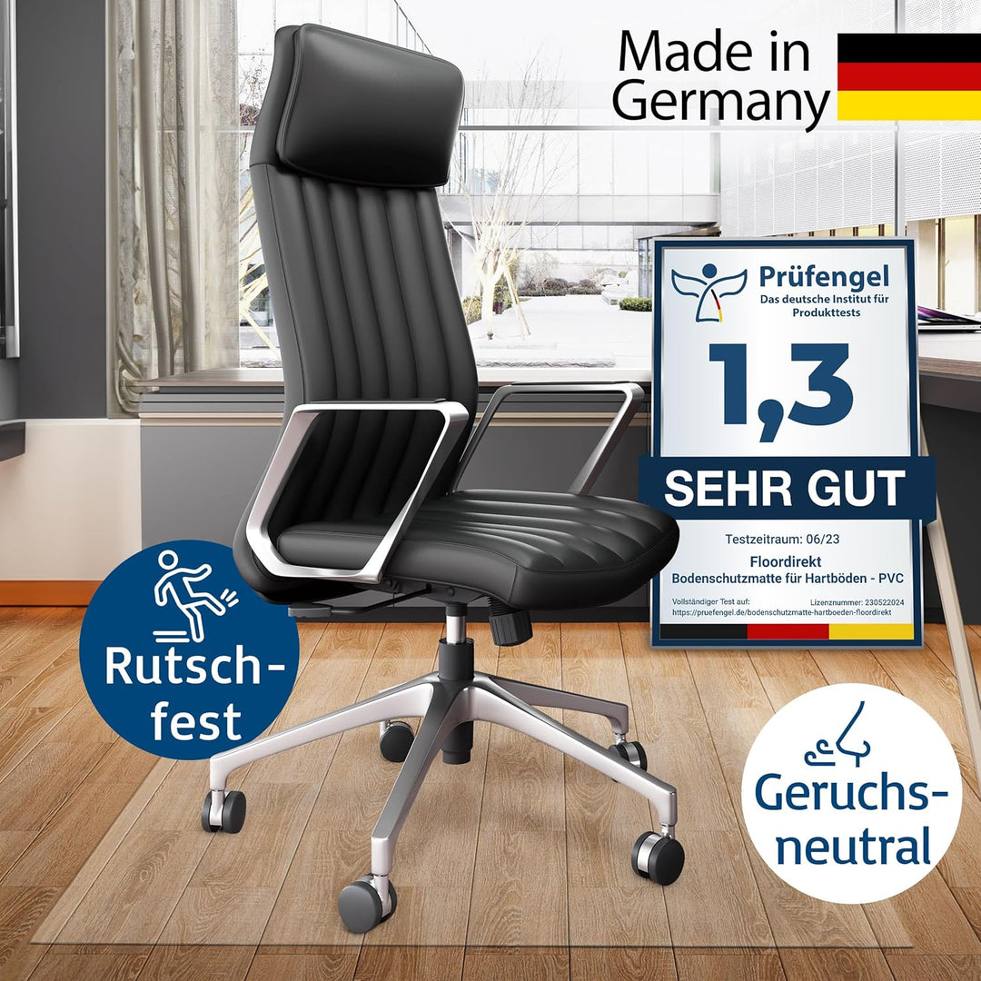 Floordirekt Bodenschutzmatte für Hartböden - Neo - transparente Bürostuhlunterlage Bodenmatte Stuhlu