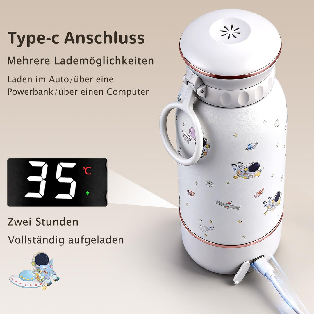 Tragbarer Flaschenwärmer Baby Unterwegs, 500ml, 10 Min Aufheizzeit, Lang anhaltende Wärmespeicherung