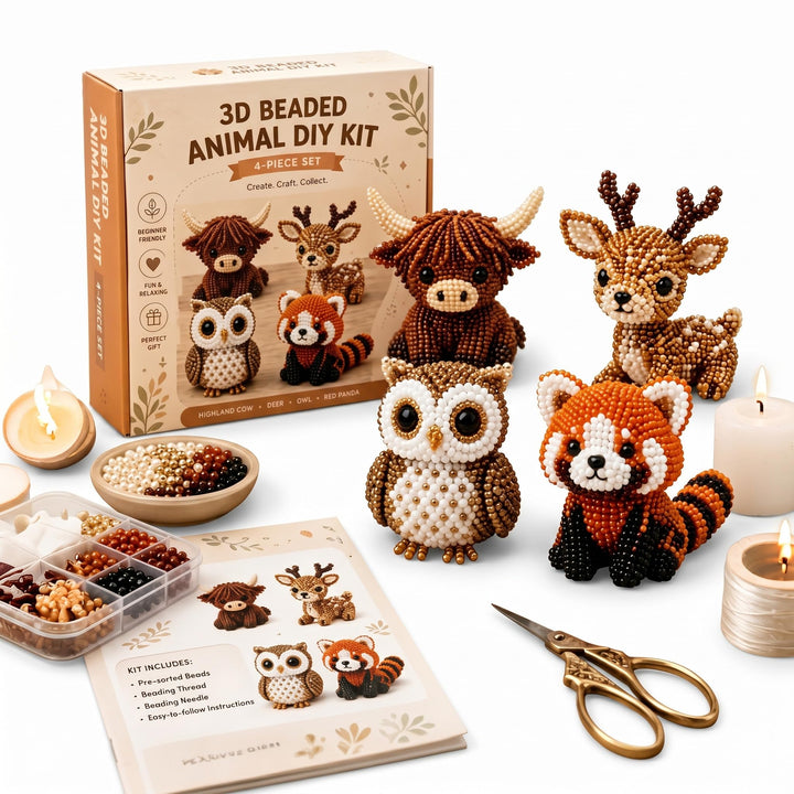Copbopwn Perlentiere Bastelset | Wald | 3D Tiere | DIY Set Erwachsene | Basteln Erwachsene: Kreativ,