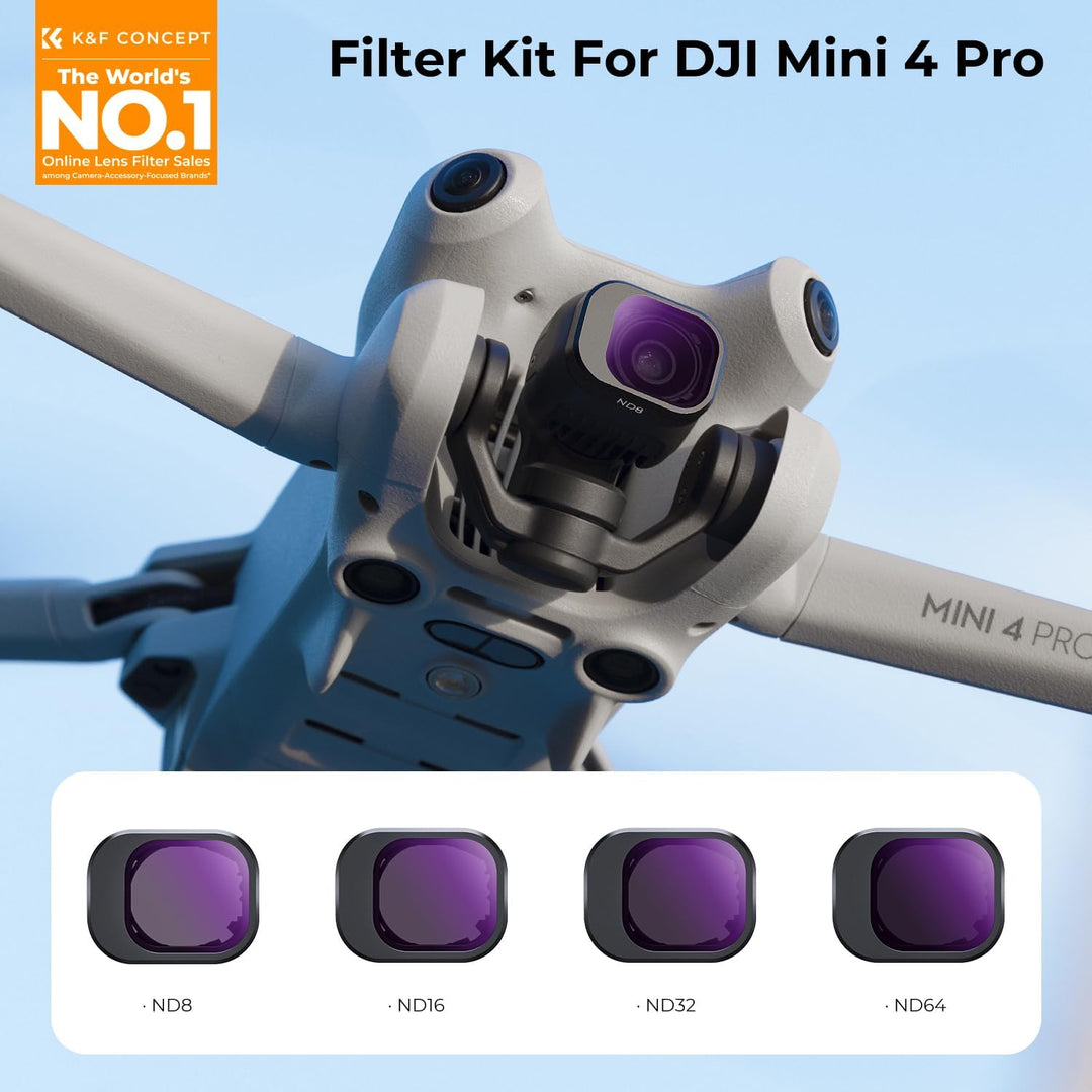 K&F Concept Mini 4 Pro ND Filterset, 4 Stück ND8, ND16, ND32, ND64 Filter Kompatibel mit DJI Mini 4