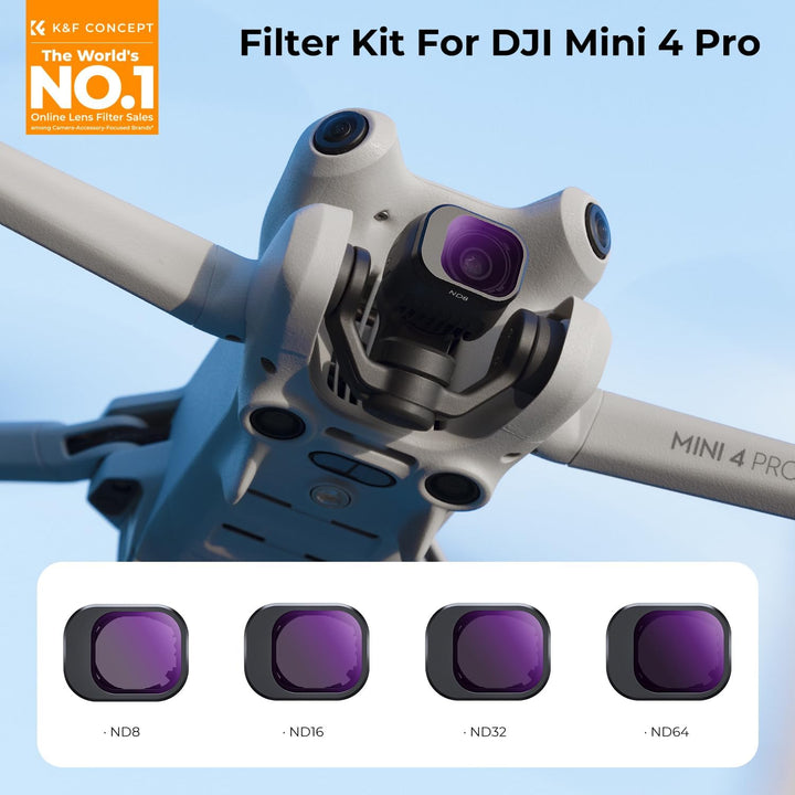 K&F Concept Mini 4 Pro ND Filterset, 4 Stück ND8, ND16, ND32, ND64 Filter Kompatibel mit DJI Mini 4