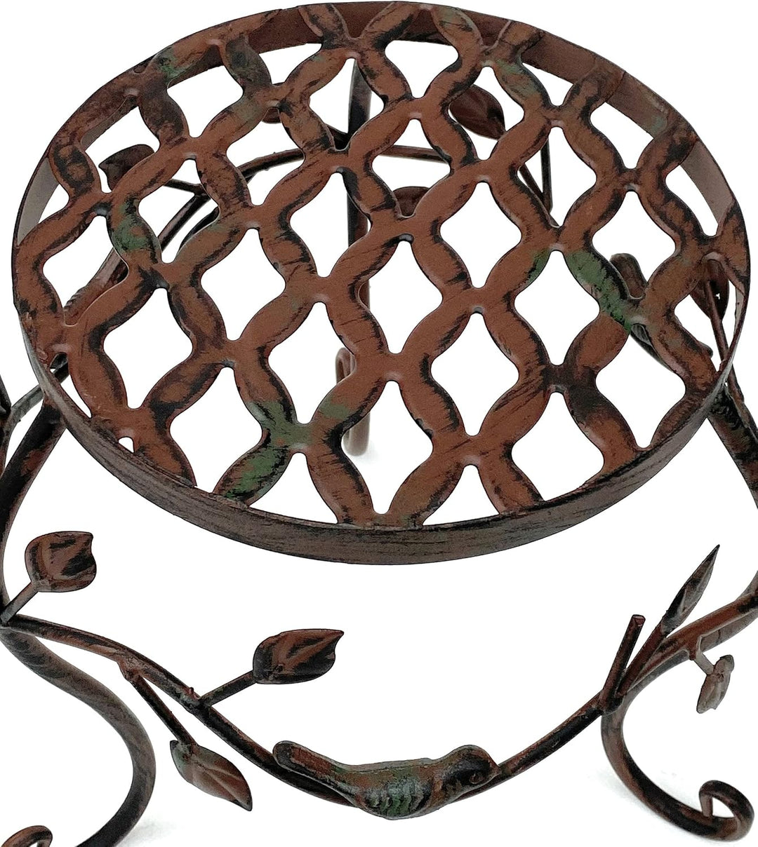 DanDiBo Blumenhocker Metall Braun 25 cm Blumenständer 93992 S Blumensäule Antik Pflanzenständer Pfla