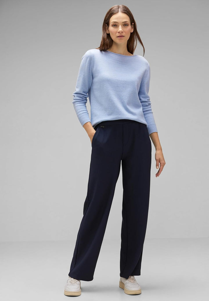 Street One Damen Hose Straight und High 40W / 30L Deep Blue, 40W / 30L Deep Blue