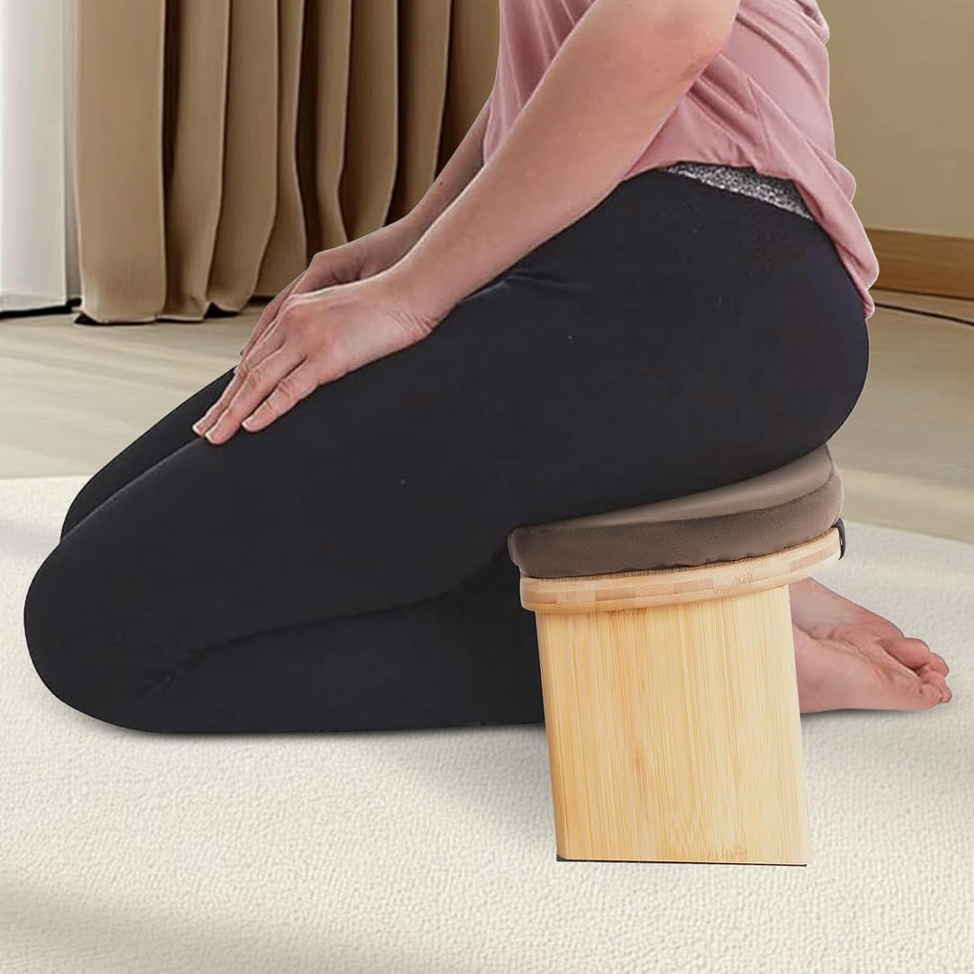 MINRS Meditationsbank klappbar Meditationshocker Holz Meditationsbank mit kissen Ergonomischer Gebet
