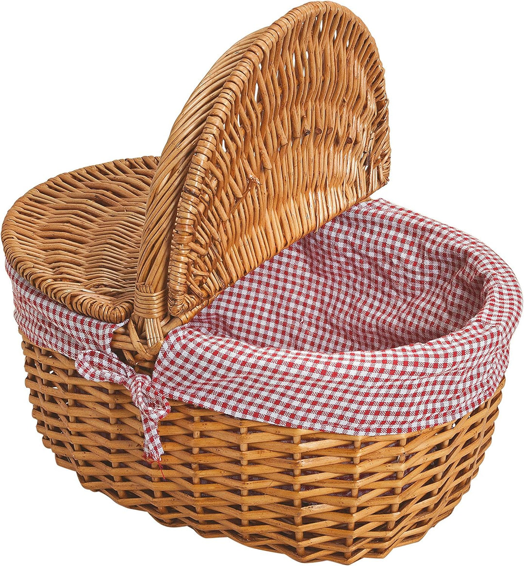 Weide Picknickkorb mit Deckel - Picknick Tragekorb leer / ohne Inhalt Henkelkorb - handlicher Einkau