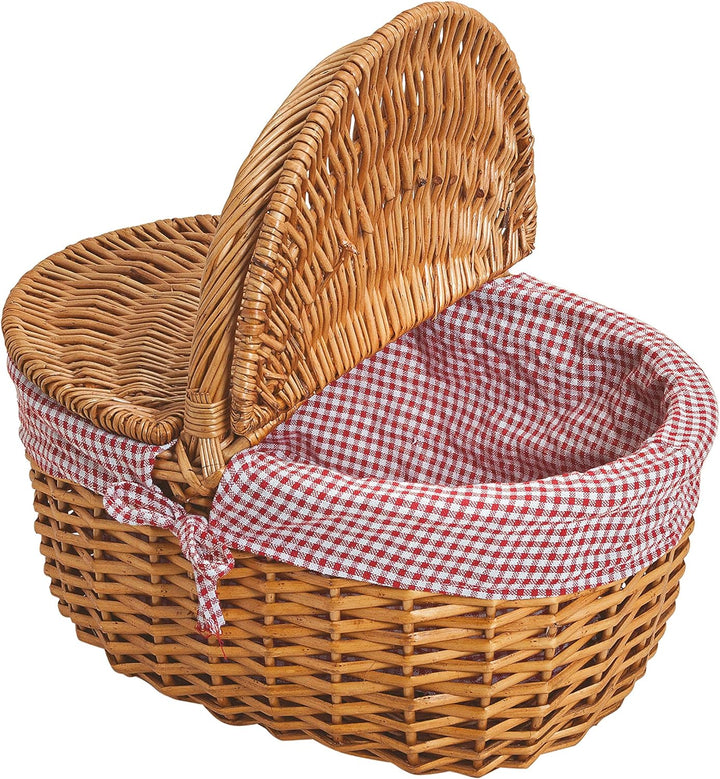 Weide Picknickkorb mit Deckel - Picknick Tragekorb leer / ohne Inhalt Henkelkorb - handlicher Einkau