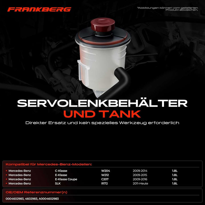 Frankberg Ausgleichsbehälter Hydrauliköl-Servolenkung für E-Klasse C207 W212 C-Klasse W204 SLK R172