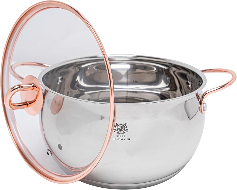 Topfset Induktion 3-teilig, Kochtopf Set mit Glasdeckel, Edelstahl mattiert, Induktions Töpfe Set un