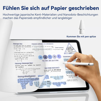 2 Stück Like Paper Folie Kompatibel mit iPad Pro 11 (2022,2021,2020,2018) & iPad Air 5 (2022) & iPad