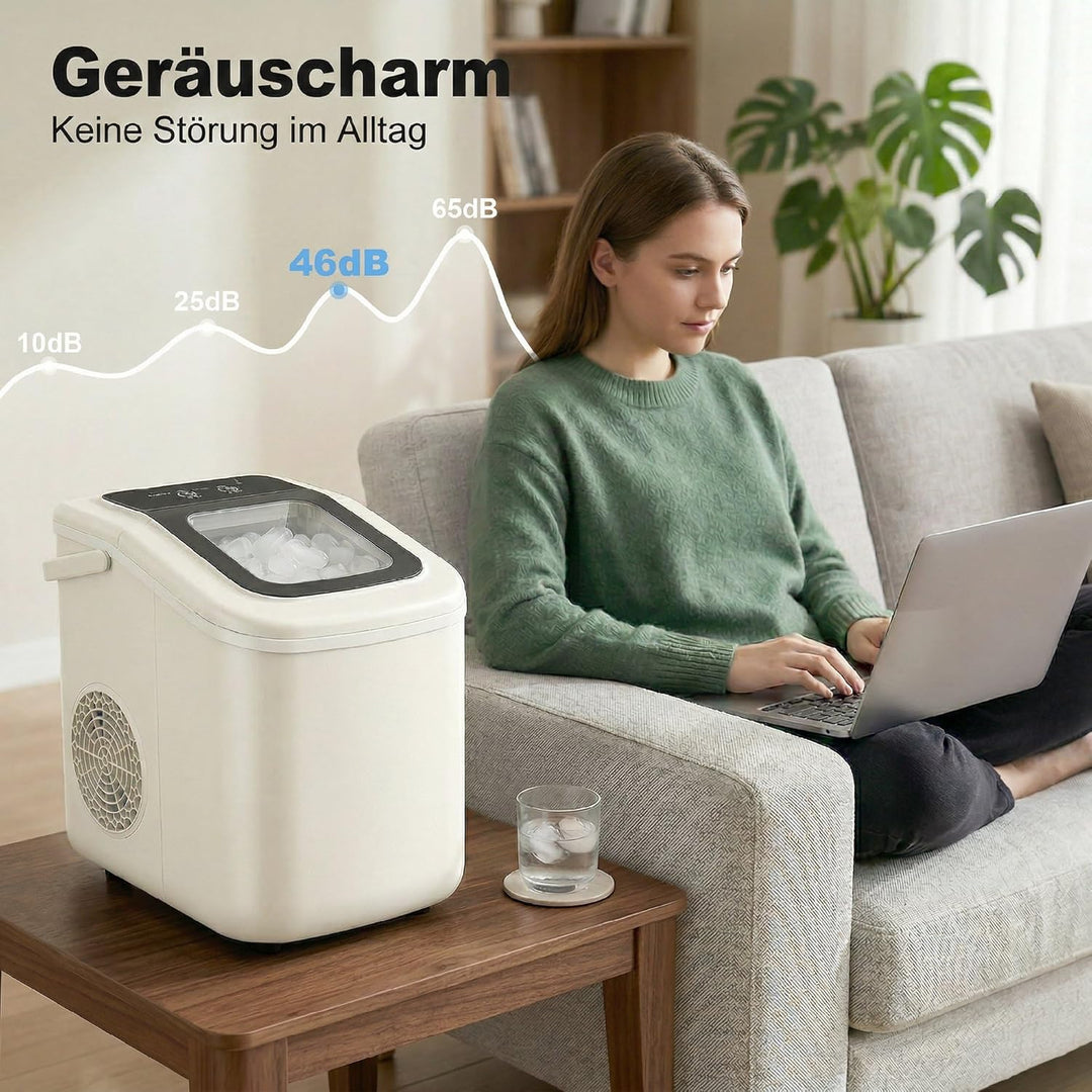 HOMCOM Eiswürfelmaschine Klein 12 kg 24 Std., 9 Eiswürfel in 7-10 Minuten, 2 Grössen von Eiswürfeln,
