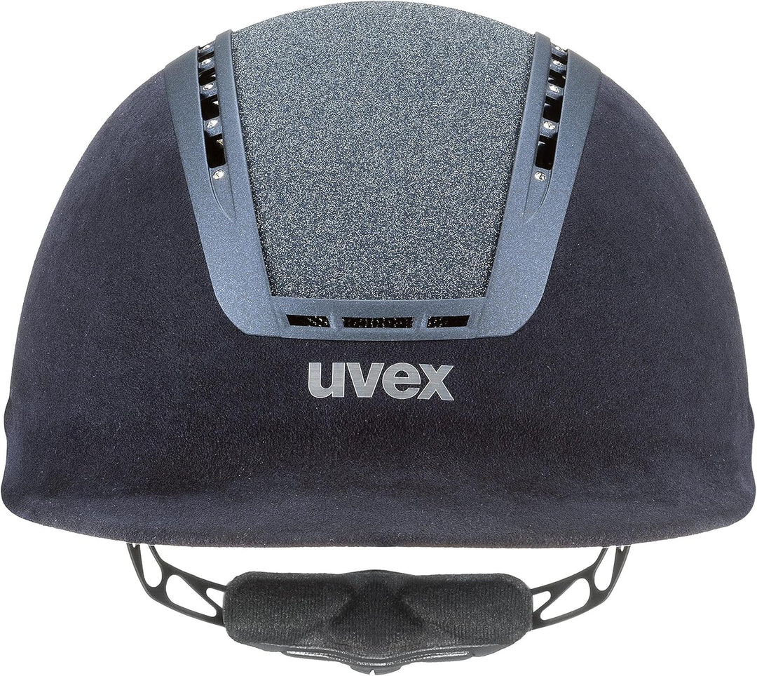 Uvex Reithelm suxxeed Glamour Blue Kristalle blau Veloursimitat Glitzereinsatz blue 55-56 cm, blue 5