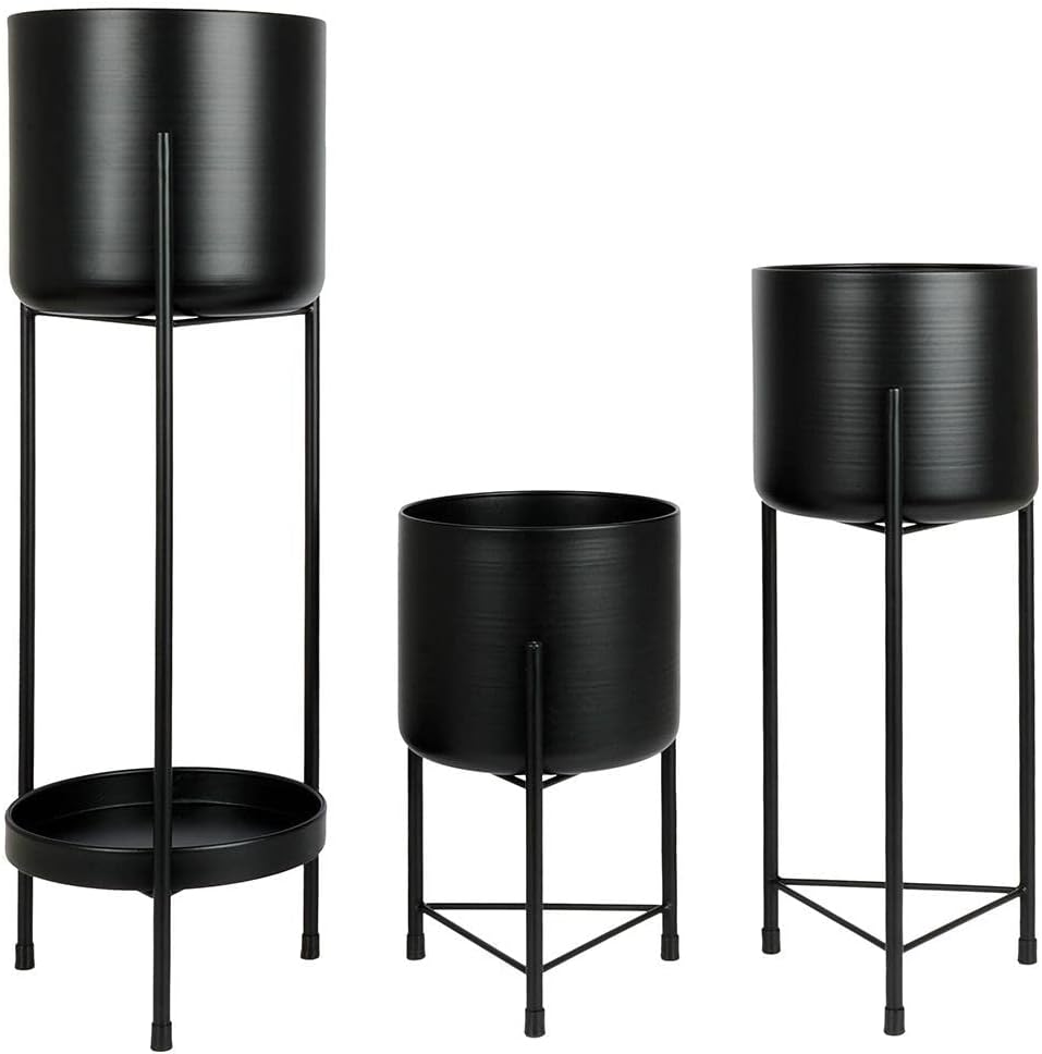 Vilde Blumenständer Blumensäule Pflanzenständer Pflanzenregal Metall schwarz/Blumentopf Übertopf auf