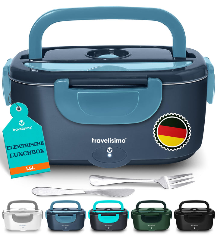 TRAVELISIMO Elektrische Lunchbox 80W Essensbox Warmes Mittagessen, 1,5L Wärmebox für Speisen 3-in-1