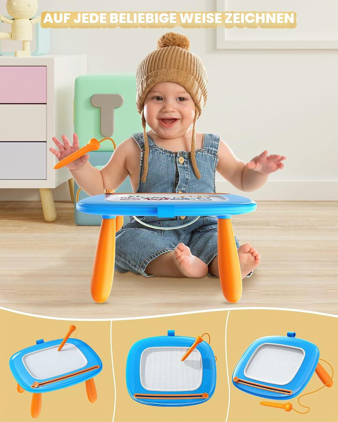 Kikapabi Magnetisches Zeichenbrett für Kleinkinder – Geschenk zum 1. Geburtstag für Mädchen und Jung