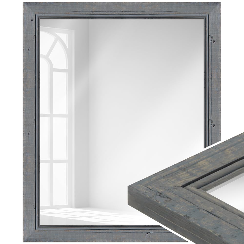 WANDStyle Spiegel Shabby Chic und Vintage Stil I Aussenmass: 67x87cm I Farbe: Grau I Grauer Wandspie