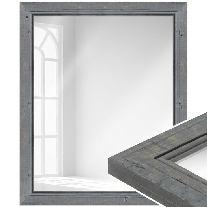 WANDStyle Spiegel Shabby Chic und Vintage Stil I Aussenmass: 67x87cm I Farbe: Grau I Grauer Wandspie