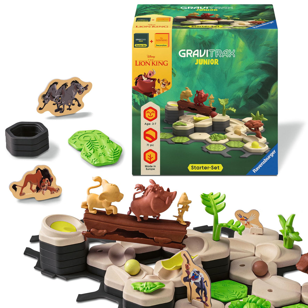Ravensburger GraviTrax 73437 Junior Starter-Set Disney Lion King, Murmelbahn für Kinder ab 3 Jahren,