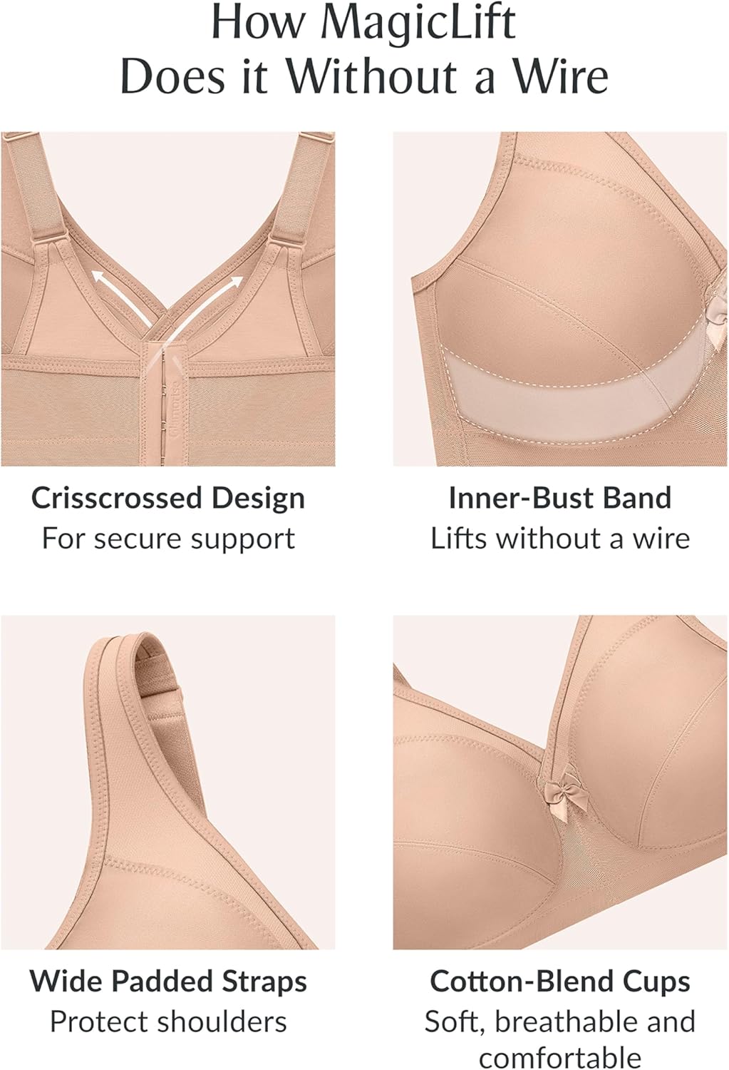 Glamorise Women's 1005 Full Coverage Bra 85C Grau, 85C Grau