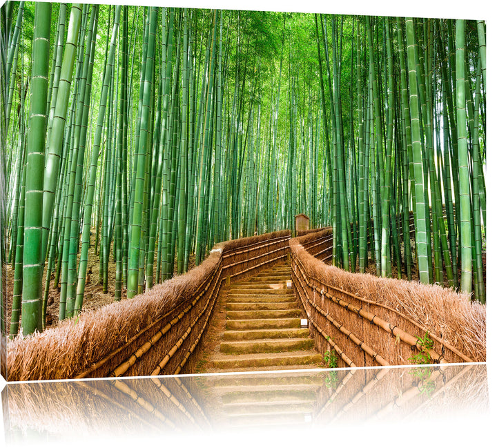 Kyoto Japan Bambuswald, Format: 100x70 auf Leinwand, XXL riesige Bilder fertig gerahmt mit Keilrahme
