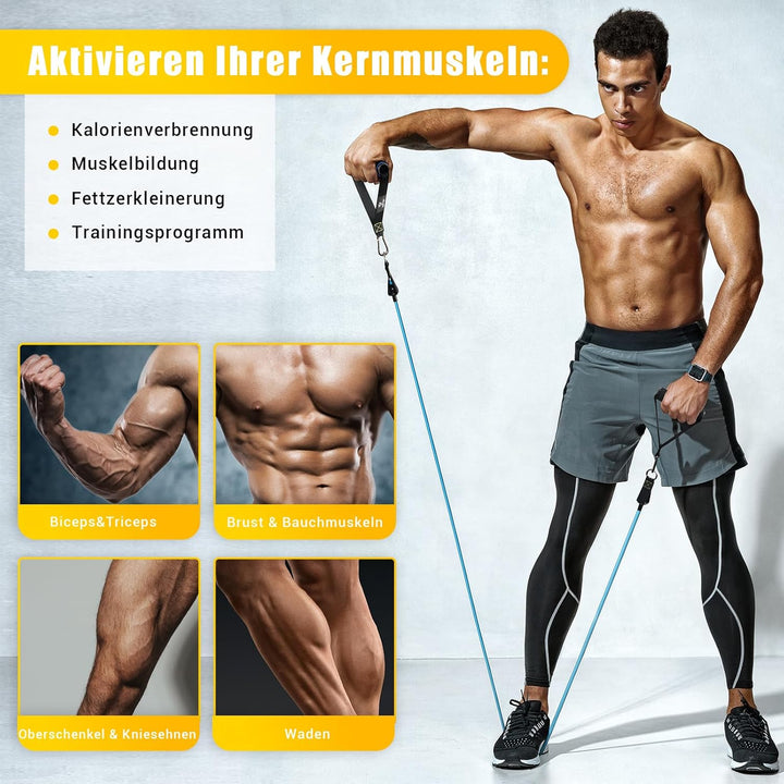 Resistance Bands Widerstandsbänder Set, 5 Fitnessbänder Expander Tube Bands, Fitnessband mit Grossem