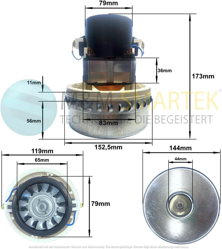 Motor Saugmotor Saugturbine 1200W 2-stufig für Kärcher Nass- Trockensauger NT601 NT651 NT501 NT800 N