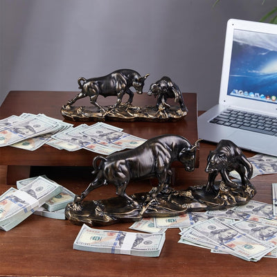 Cutfouwe Bulle und Bär-Börsenfiguren -Harz Wall Street Bull Bear Statue für Schreibtische, Regale od