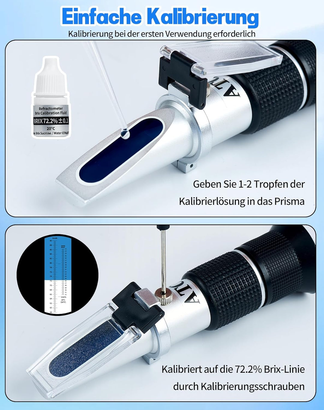 3 in 1 Honig Refraktometer mit ATC Imker Refraktometer Brix 58-92% Wassergehalt im Honig 12-27% Baum