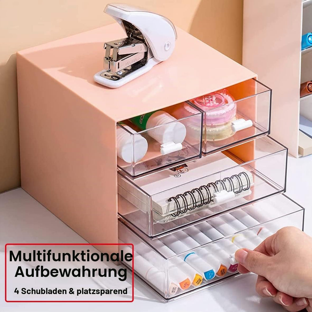 Schreibtisch-Aufbewahrung, Make-up-Aufbewahrungsbox mit 4 Schubladen, Kunststoff, Bürobedarf, Organi
