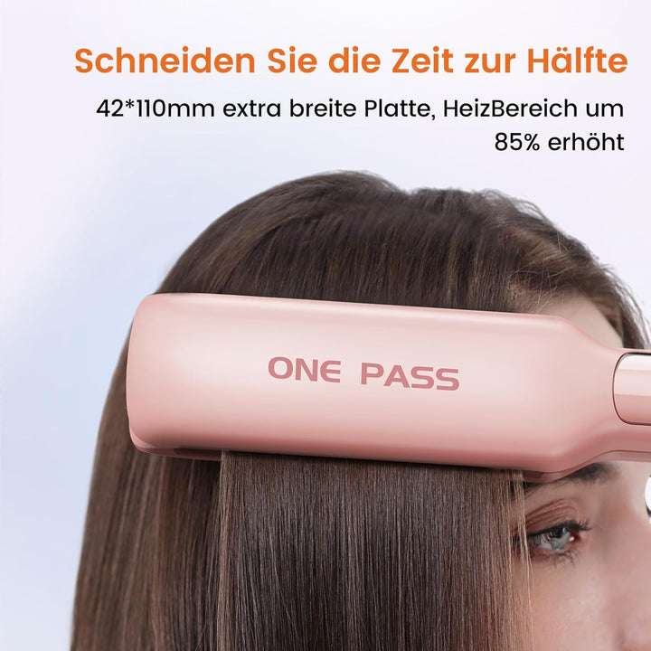 Faszin Professionelle Glätteisen, 42mm Breite Titanplatten mit Negativer Ionenfunktion, 30s Schnelle