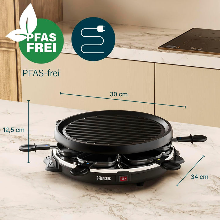 Princess 162725 Raclette und Antihaftbeschichtung Grill-Set für 6 Personen, 800